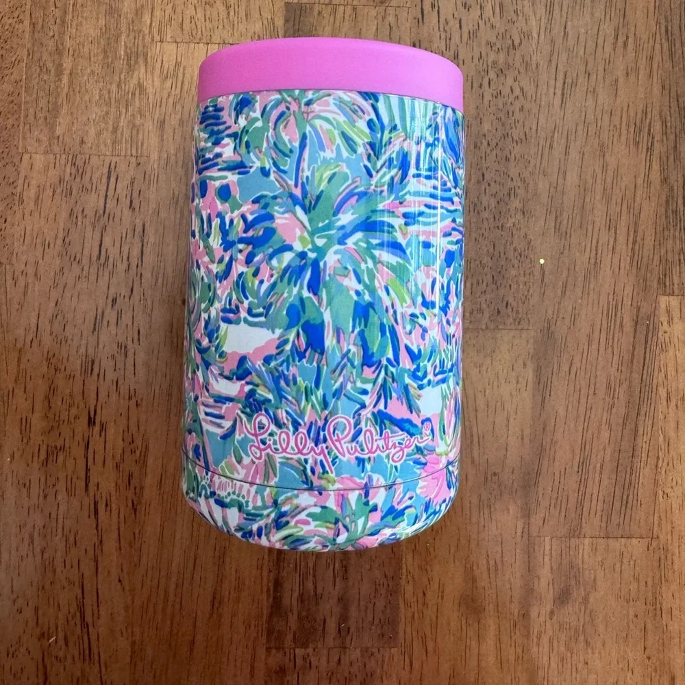 NWT Lilly Pulitzer Insulated Can Tumbler 11.7 oz Blue Ibiza Cabana Cocktail